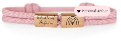 myGreta Segeltau Armband mit Namen Gravur Kinder Mädchen Schulkind | Personalisierbar mit Name & Motiv, Edelstahl & Nylon, verstellbar, handgefertigt in DE, für Schulanfang & Einschulung