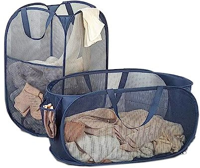 Pop-up-Wäschekörbe- Faltbarer Wäschekorb,Atmungsaktiver Wabennetz-Wäschekorb, Platzsparend, Geeignet für die Aufbewahrung in der Waschküche,auf Reisen (grau)