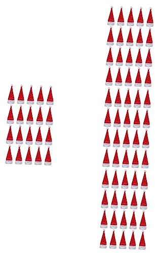 ABOOFAN 80 Stk Weihnachts-bonbon Mütze Weihnachtsschmuck Weihnachtsdekoration Weihnachtssüßigkeit Weihnachtsmütze Christbaumschmuck Rote Süßigkeiten Flaschenverschluss Weihnachten Stoff