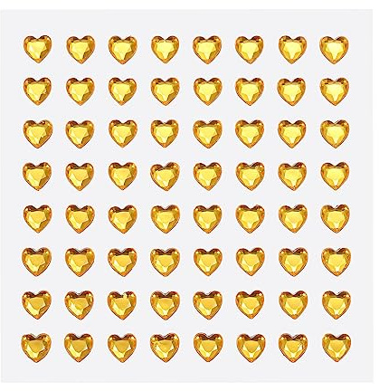 sourcing map 256Stk Herz Strass 6mm Selbstklebende Edelsteine Aufkleber Schmuck Sticker für Valentinstag Kosmetik Kunst und Handwerk Basteln Schmuck Herstellung Gold