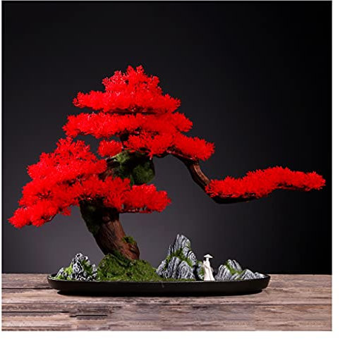 HASMI Künstliche Bonsai Wohnzimmer künstlicher Baum Bonsai Zen Künstliche Baum Topfpflanze Steinguss Weißer Sand Moos und Tote Holz Landschaft künstlerische Konzeption Künstliche Pflanze (Size : D)