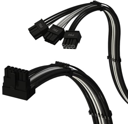 LINKUP - AVA PCIE 5.0 16Pin (12+4) mit Linkswinkel zu 3x8Pin | 16AWG Umhüllt | Kompatibel mit RTX50 RTX40 RTX30 FE | Nur für Corsair/ThermalTake Netzteile geeignet | 70cm
