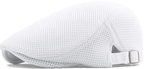 meioro Herren Mesh Schirmmütze, Atmungsaktive Sommer Newsboy Gatsby Barett Cap für Männer und Frauen, Unisex Flache Kappe Driving Schiebermütze Sportmütze Sonnenhut Flat Cap Größe 55cm-60cm (Weiß)