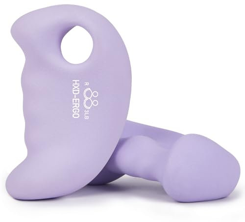 HXD-ERGO Neopren Hanteln, Frauen Neopren Kurzhanteln 2er Set für Krafttraining Yoga Pilate Gymnastik, 2 x 1,4kg/2 x 1,8kg/2 x 2,3kg (Lila)