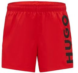 HUGO Herren ABAS Badeshorts mit vertikalem Logo-Print Hellrosa M