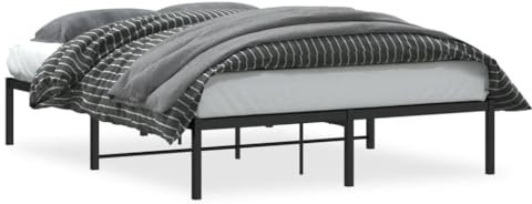 vidaXL Bettgestell, Bettrahmen mit Lattenrost, Bett Gästebett mit Stauraum, Metallbett Doppelbett Schlafzimmerbett, Schwarz 140x200cm Metall