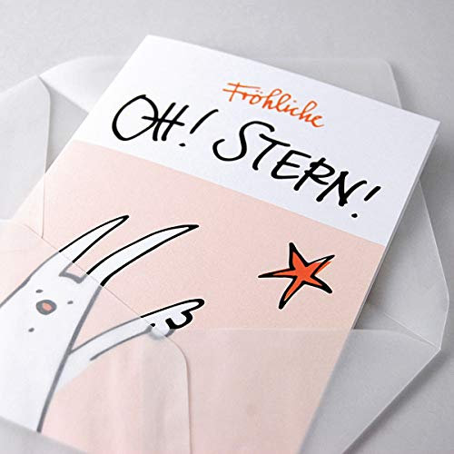 Fröhliche Oh! Stern! - witzige Osterkarte - Klappkarte mit transparentem Kuvert B6 (Design: Susanne Bindner)