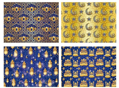 Sorkwo Ramadan-Geschenkpapier, 4 Blatt, 50,8 x 71,1 cm, Ramadan & Eid Mubarak (Marokkanisch) Muster