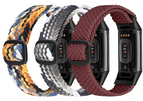 Ecogbd Elastisches Nylon Ersatzarmband kompatibel mit Fitbit Charge 5 Armband, Weiches Atmungsaktive Sportarmband für Damen Herren