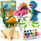 Mocoosy Wooden Dinosaur Painting Art Craft Kit for Kids, Wood Take Apart Dino Snap Together Building Toy, Build Your Own Dinosaur with Paint and Stickers STEM Game Gift for Kids Boys Girls Ages 3+