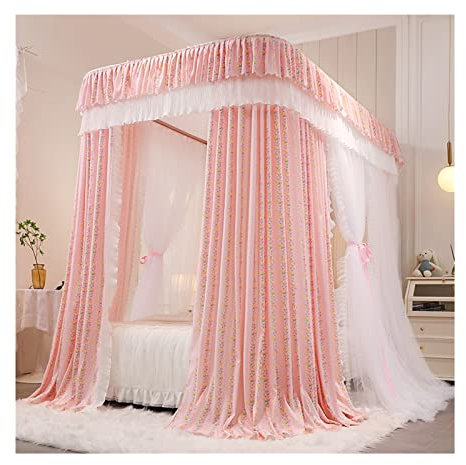 Betthimmel, Sommer-Moskitonetz für 2 m lange Betten, Schlafzimmerdekoration, luxuriöser Bettvorhang, Betthimmel mit U-Schienenunterstützung (Farbe: Stil 5, Größe: 200 x 220 x 210 cm) (Stil 4: 200 x 22