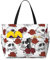WHTSLCZM Strandtaschen für Damen, große Kapazität, Strand-Reisetasche, modische Strandtasche für Damen, floraler Totenkopf, faltbare Handtasche für Reisen, Pool, Shopping, Urlaub, Fitnessstudio,