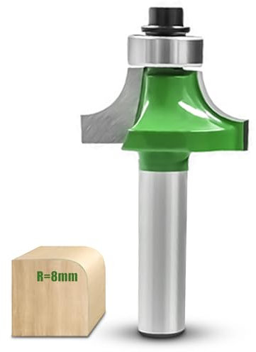 NICAVKIT Fresa Redondeada de 8 mm, Radio de 8 mm, Metal Duro para Fresadora Con Rodamientos, para Carpintería y Cantos