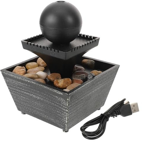 Luxshiny Fuente Decorativa De Mesa Agua Corriente Estilo Chino para Oficina y Hogar Sin Batería Fuente De Caída para Decoración Interior