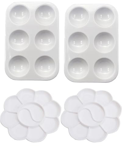 AORHOFJ 4 Piezas Bandeja de Pintura, Bandeja de Pintura, Mini Paleta Mezcladora de Acuarela Paleta de Plástico para Clases de Pintura y Manualidades para Acuarela Pintura al Óleo, Pintura Acrílica