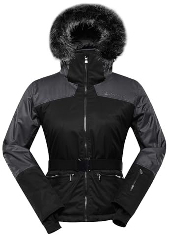 ALPINE PRO OLADA Veste de ski tendance pour femme avec capuche, veste de snowboard stretch avec fourrure, veste d'hiver avec jupe pare-neige, veste d'extérieur, veste de randonnée, veste pour la