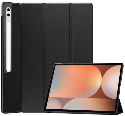 Haofun Funda Compatible con Samsung Galaxy Tab S10 Ultra/S9 Ultra, Smart Cover Protecto con Soporte Multiángulo, Trasera Mate Ultra Delgada Anti-Caída Case Carcasa con Auto Despertador/Sueño (Negro)