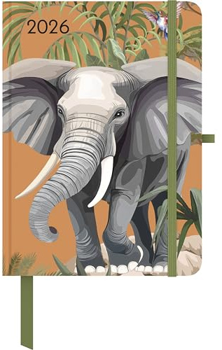 GreenLine - Jungle 2026 – Taschenkalender 16x22 cm, nachhaltiger Buchkalender mit exotischem Dschungel-Design, 4-sprachigem Kalendarium & praktischen Extras