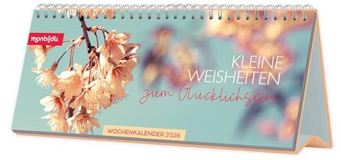 Mein Wochenplaner 2026: Kleine Weisheiten zum Glücklichsein - Tischkalender 2026 zum Aufstellen mit inspirierenden Zitaten & übersichtlicher Wochenplanung - Spiralbindung 13 x 27,9 cm
