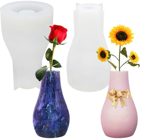 FineGood - 2 stampi per vasi di cemento, resina siliconica e resina epossidica per realizzare vasi, fai da te, artigianato decorativo per la casa