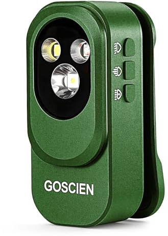 Rechargeable EDC Flashlight Clip-on Light 500 Lumens Clip Light with Three Lighting Solutions USB C Charging Magnetic Flashlight for Signaling, Cycling, Emergency, Outdoor or Indoor and etc (Green)