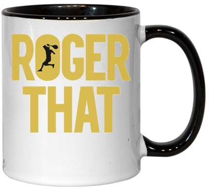 Roger That Minimalist Logo Keramik Tee Kaffee Tasse Schwarz