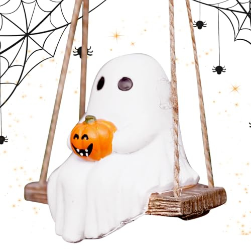 Penlimly Halloween Dekoration - Hängbar Schaukelnd Weiß Geist Deko,Wetterfest Niedlich Anhänger Für Party Innen Außen Fenster Büro Wand Spiegel Terrasse Garten