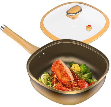 Hugsweet Padella - Grandi Padelle In Titanio Antiaderenti,Pentolame da Cucina per Induzione Omelette Cottura Campeggio Casa Appartamento