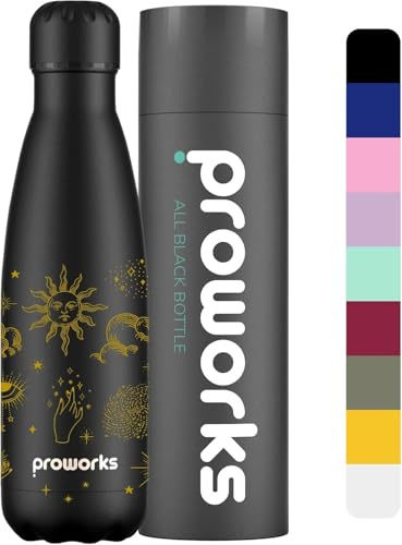 Proworks 500ml Stainless Steel Water Bottle | Double Insulated Vacuum Drinks Flask | 12 Hours Hot | 24 Hours Cold |Great for Sports, Home, Work, Gym & Travel | BPA Free
