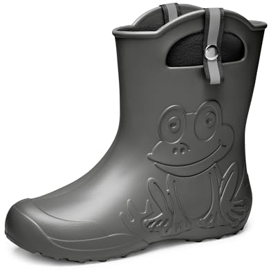 Ladeheid EVA Gummistiefel Damen warm gefüttert durch herausnehmbaren Innenschuh leichte wasserdichte Regenstiefel Griffe zum Anziehen rutschfeste Sohle LA-CA-23 (Carbone, 36/37 EU)