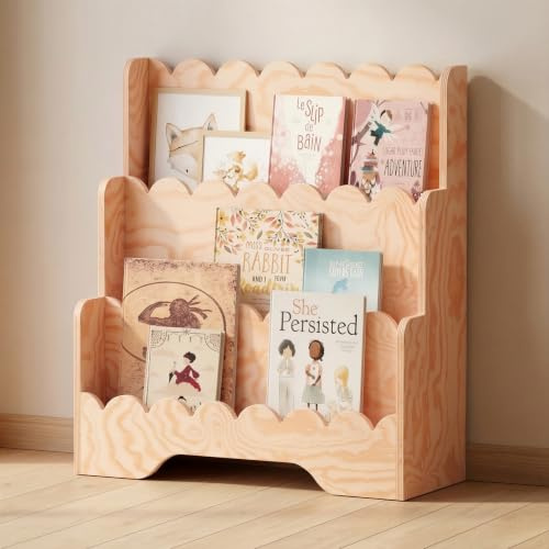 smartwood Montessori Barnbokhylla, Furuträ FSC, Naturlig, LULU | 3 nivåer, 64x31,5x71 cm, enkel montering, FSC-certifierad, avsedd för böcker & leksaker, idealisk för barnrum