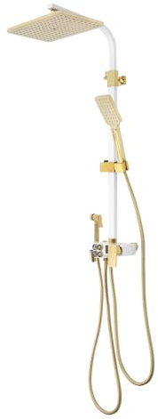 Badezimmer-Brausegarnitur Duschset mit Handbrause und Kopfbrause, Höhenverstellbare Regendusche Duscharmatur mit Tasten und Display, Überkopfbrause Duschset Duschsystem Wandbrausegarnitur
