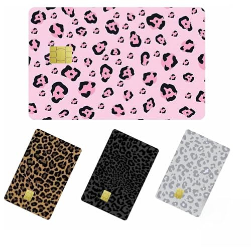 4 Stück Kreditkarten Aufkleber, Bunte deko aesthetic sticker für Bankkarten,Leopardenmuster und Schmetterlingsdesign, Dekorieren von Kreditkarten, Debitkarten, 5.3x8.5cm (Leopard Tattoo)