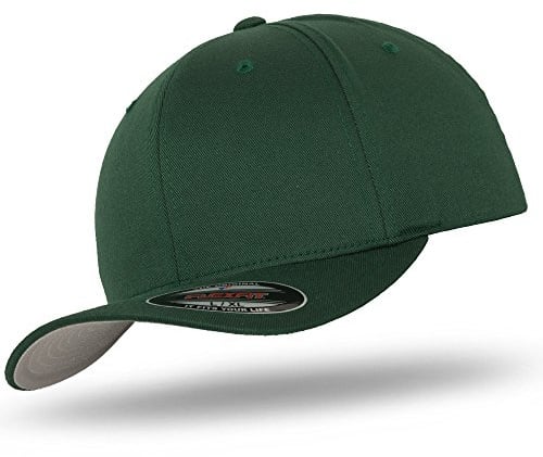 Flexfit Original Baseball Cap, Wooly Combed in Bundle with UD Skull Bandana in Many Colours - Green - X-Large