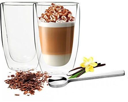 Sendez Doppelwandige Latte Macchiato Gläser 450 ml 2er Set – Thermogläser aus Borosilikatglas für Kaffee, Cappuccino & Tee – Isolierte Kaffeegläser, Doppelwandige Trinkgläser hitzebeständig