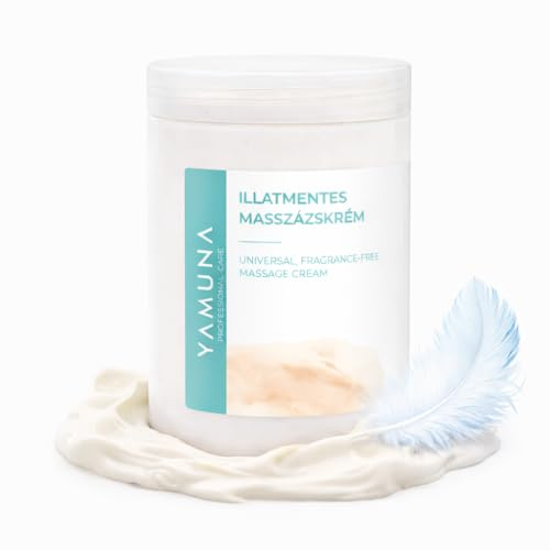 YAMUNA NATURAL BEAUTY Massagecreme, mit pflanzlichen Ölen, Naturkosmetik aus Ungarn. Sanfte Profi-Creme für entspannende und pflegende Massagen. (Duftfreie)