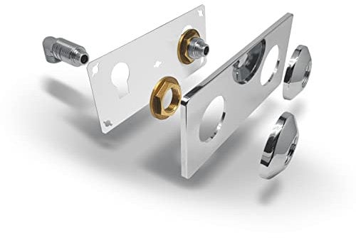 FIXSYSTEM Kit platine de sortie cloison alimentation mâle 15x21 (1/2) - sorties mâle 12x17 (3/8) pour robinet Lavabo/Evier - Installation visitable