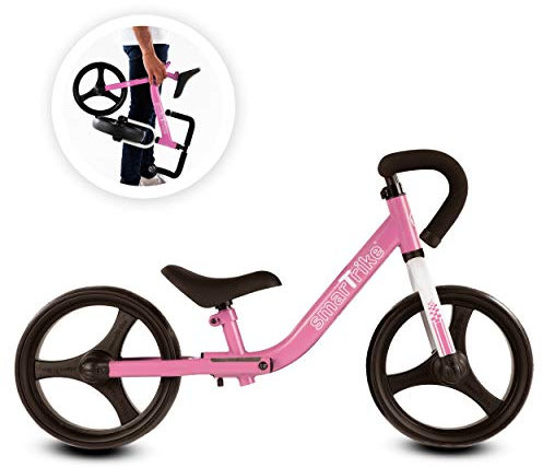 smarTrike Unisex Baby Folding Balance Bike zusammenklappbares Laufrad mit Sicherheitsausrüstung für 2-5 Jahre, pink, Rose, Größe S