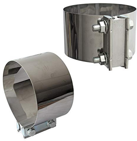 2PCS Exhaust Clamps 5 Inch Butt Joint Exhaust Pipe Muffler Clamp Band Stainless Steel Car Pipes System Connection for Cars