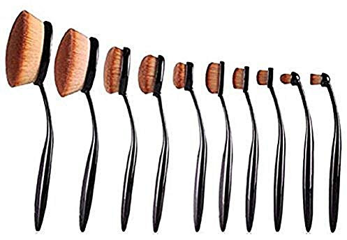 Lot de 10 pinceaux de maquillage ovales en forme de brosse à dents