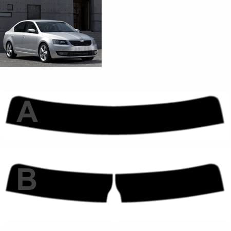 Sonnenblendstreifen für-Skoda Octavia 5-Türen 2013-2019 Passgenaue Tönungsfolie (05% Tiefschwarz, B)