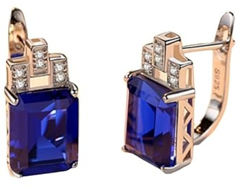 Edelstein Ohrringe Luxus 7.6ct Nano Russisch Simuliert Smaragd Und Saphir 925 Silber Clip Ohrring Damen Schmuck