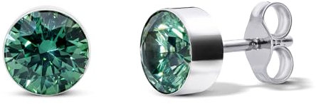 TIABELLE – Ohrstecker RISE aus Titan mit funkelnden Swarovski® Zirconias – Silberfarbene Ohrringe für Damen – allergenfrei & hautverträglich – Handmade in Germany (MAXI | 6,8mm ø | Green)