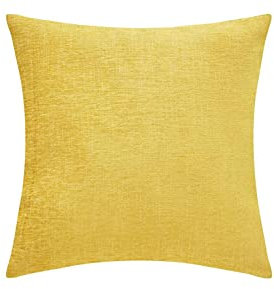 Como Deko-Kissen in Gelb, schöne Struktur, kuscheliger Kissen-Bezug inkl. weicher Füllung für Sofa, Sessel oder Bett, hohe Qualität, 40x40cm, quadratisch, 100% Polyesterfüllung
