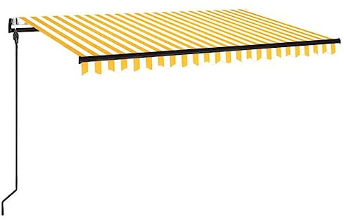 vidaXL Tenda da Sole Retrattile Automatica 450x300 cm Gialla e Bianca