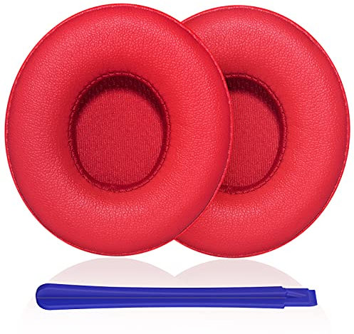 TesRank Almohadillas Beats Solo 3 & Solo 2, Repuesto Espuma para Auriculares Beats Solo 3 & Solo 2 Almohadilla Reemplazo -Rojo