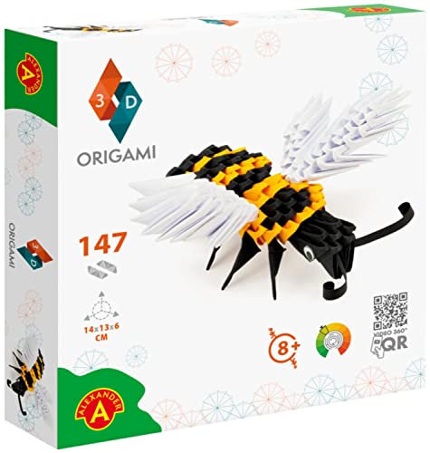 Origami 3D 501823-3D Origami Biene - Schöne 3D Papierskulptur mit patentierten Bauteilen und verständlicher Bauanleitung, 147 Teile, 14x13x6cm, ab 8 Jahre