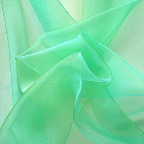 TOLKO 1m Organza Stoffe zum Nähen Meterware | Hauch Zart, Fein, Durchsichtig | zum Dekorieren Basteln 145cm breit | leichter Glanz Stoff für Gardine Vorhänge Tischdecken Deko Schals (Grün)