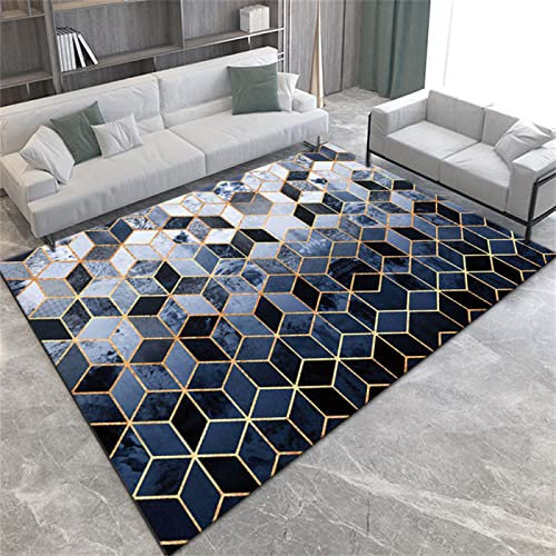 Teppich kinderteppich deko Kamin Blue Diamond Geometrischer Teppich, Kleiner Teppich, Weich, Maschinenwaschbar 40X60CM bettumrandung 3 teilig