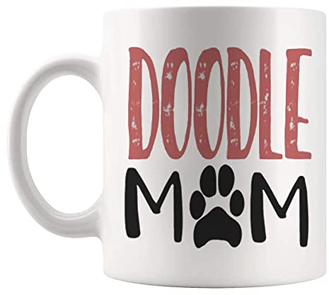 Fonhark - Doodle Mom Kaffeetasse – Golden Doodle Lover – For Christmas Cute Coffee Mug – Dog Mom, 325 ml Neuheit Kaffeetasse/Tasse, Weiß